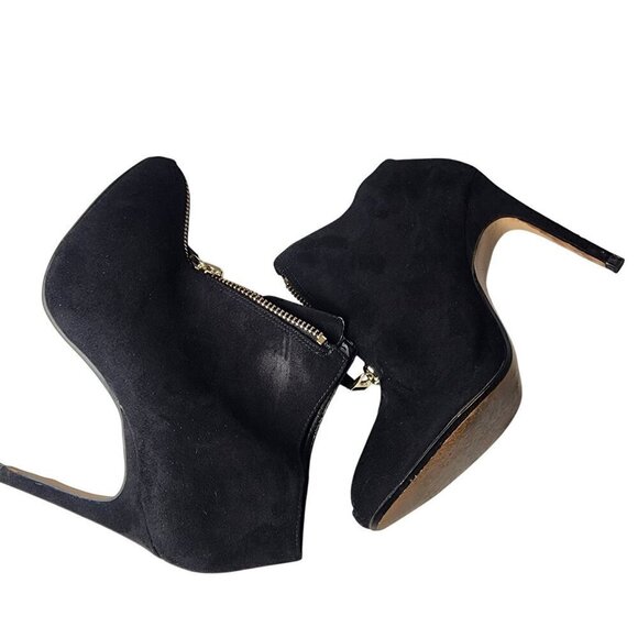 Zara Front Zip Dress Stiletto Ankle Booties Black Suede Women's Size 8 - Picture 7 of 13